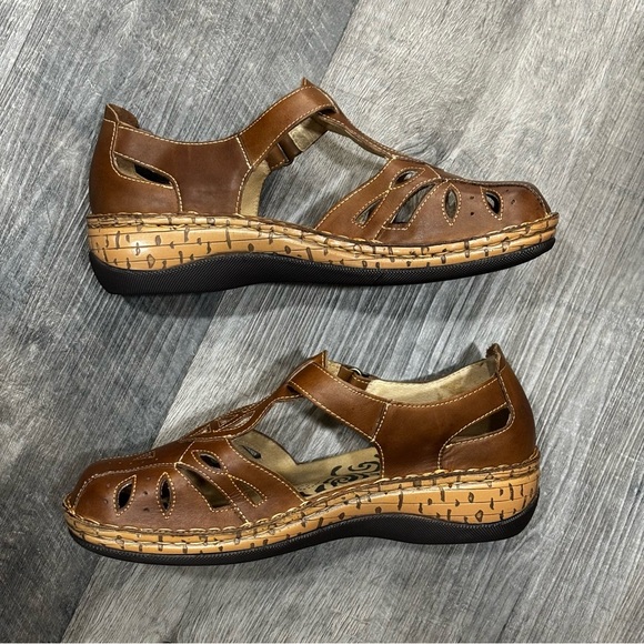 Propét, Women's Jenna Closed Toe Sandals Brown Leather, Sz 10x (2E), EUC - Picture 5 of 14